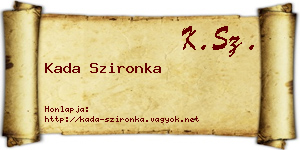 Kada Szironka névjegykártya